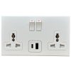 Ổ cắm đôi 3 chấu có công tắc chuẩn Quốc tế + USB Type A+C – Honeywell – EW2836UDPWHI