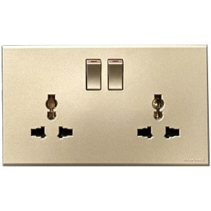 Ổ cắm đôi 3 chấu có công tắc chuẩn Quốc tế – Honeywell – EW2836SP0SGL